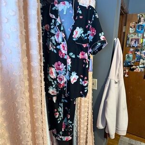 Floral Black Pajama Set
